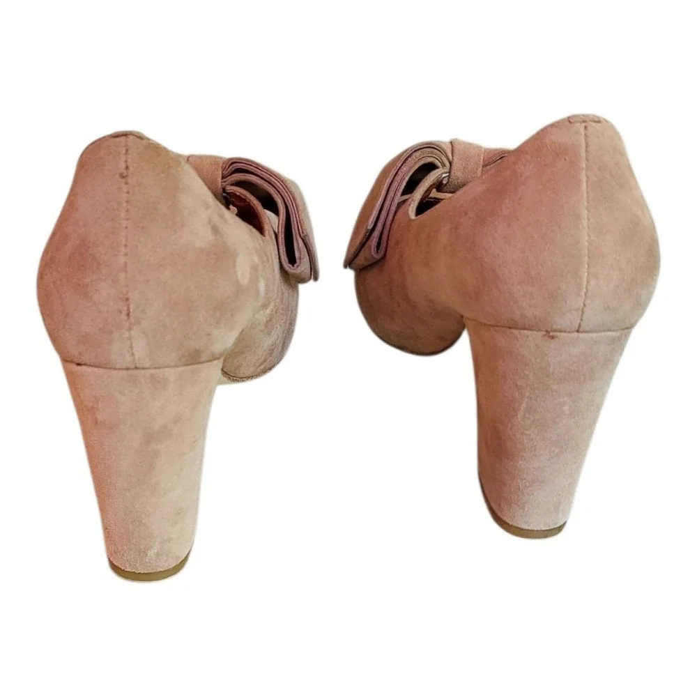 Jeffrey Campbell Lulu Blush Pink Suede Bow Heels Pumps Size US 6‎